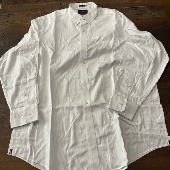 Black Brown 1826 100% Egyptian Cotton Non Iron White Dress Shirt 18” 35 - Picture 1 of 8